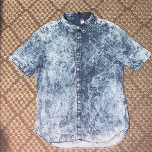 H&M Acid Wash Short Sleeve Button Up